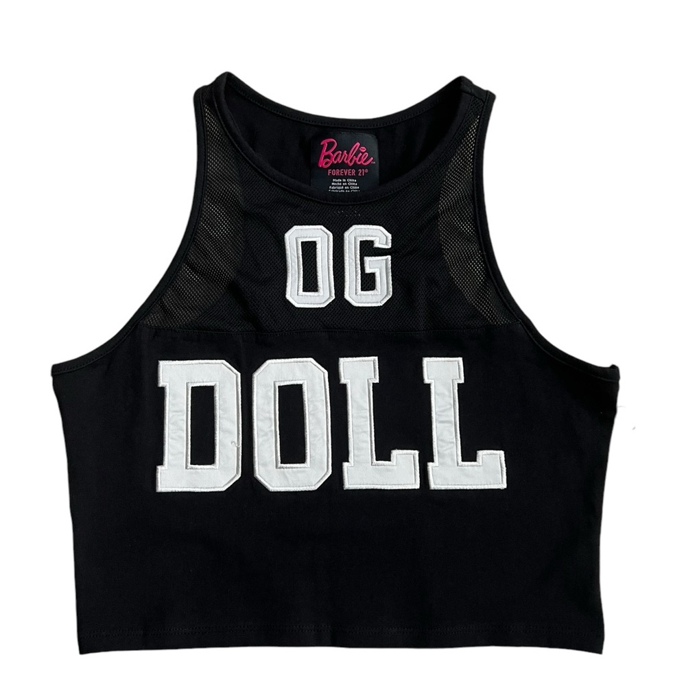 Forever 21 Sleeveless Barbie Crop Top Black Medium
